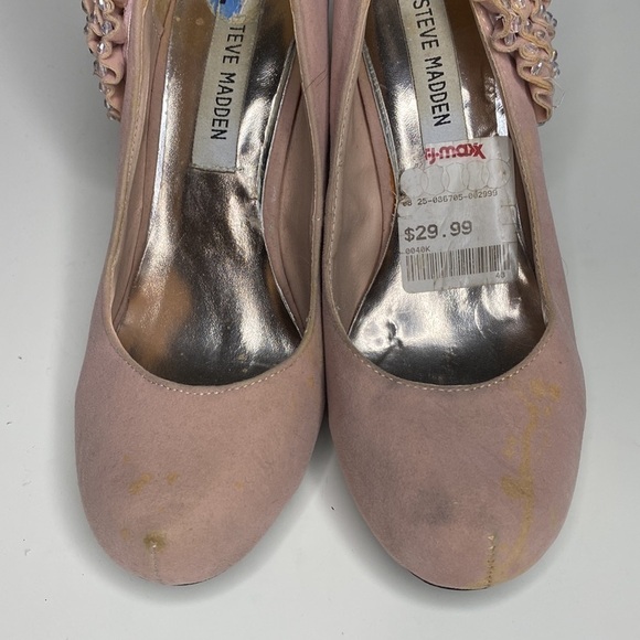 STEVE MADDEN PINK HEELS WITH FLORAL EMBELLISHMENT SIZE 7 - Picture 5 of 8